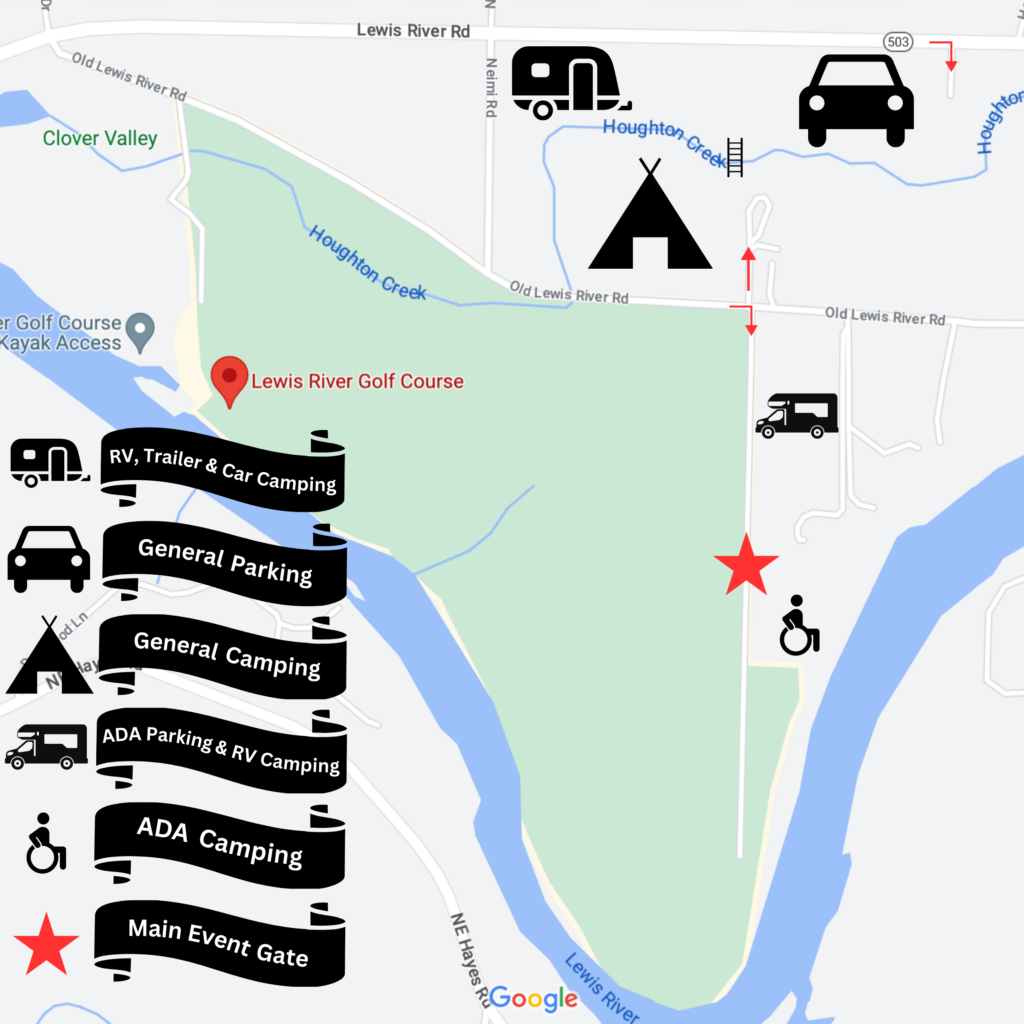 Parking and Camping Map at The Realms Unknown Festival